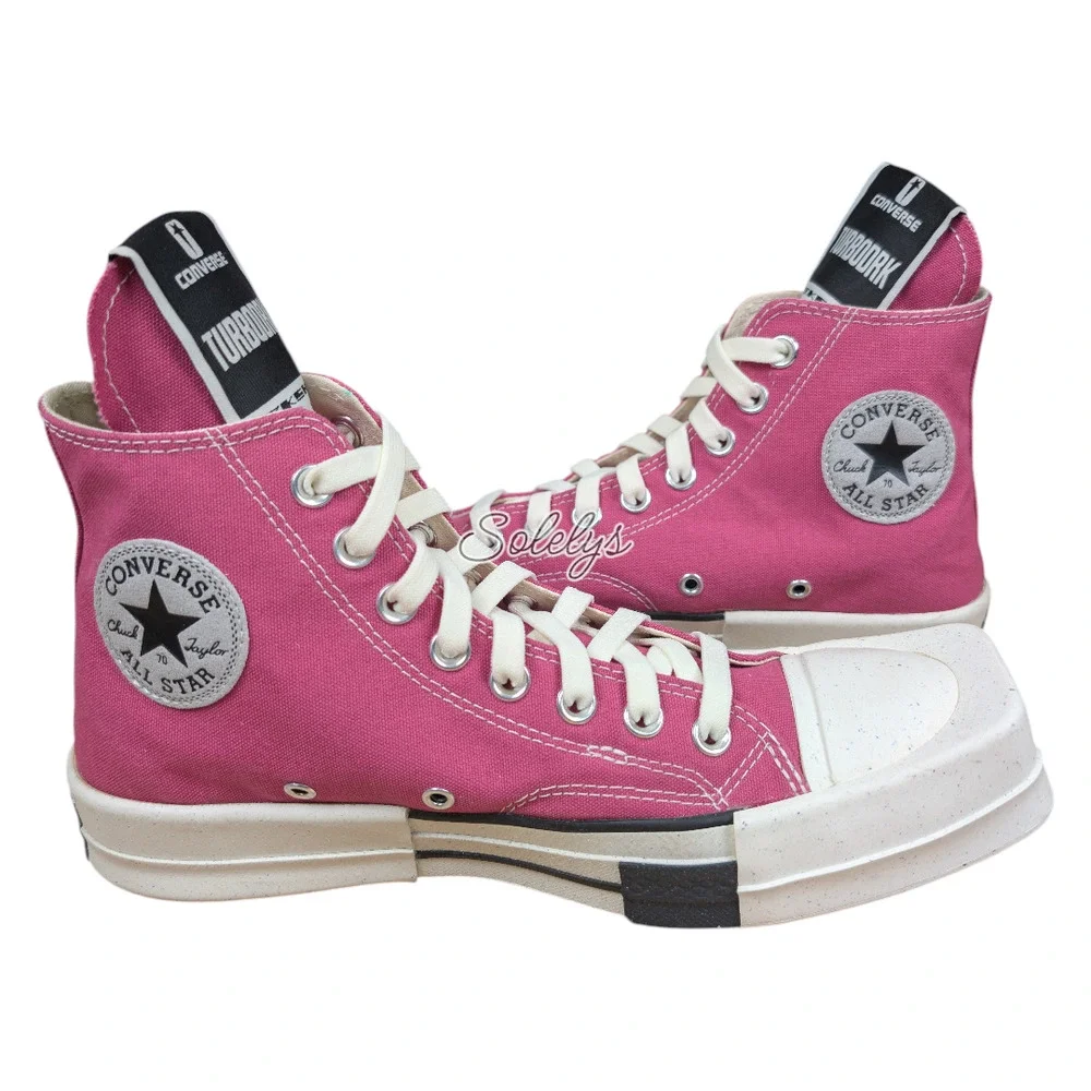 Converse x Rick Owens DRKSHDW TURBODRK Chuck 70 Hi Laceless Pink White Sneaker 9 - Picture 2 of 11